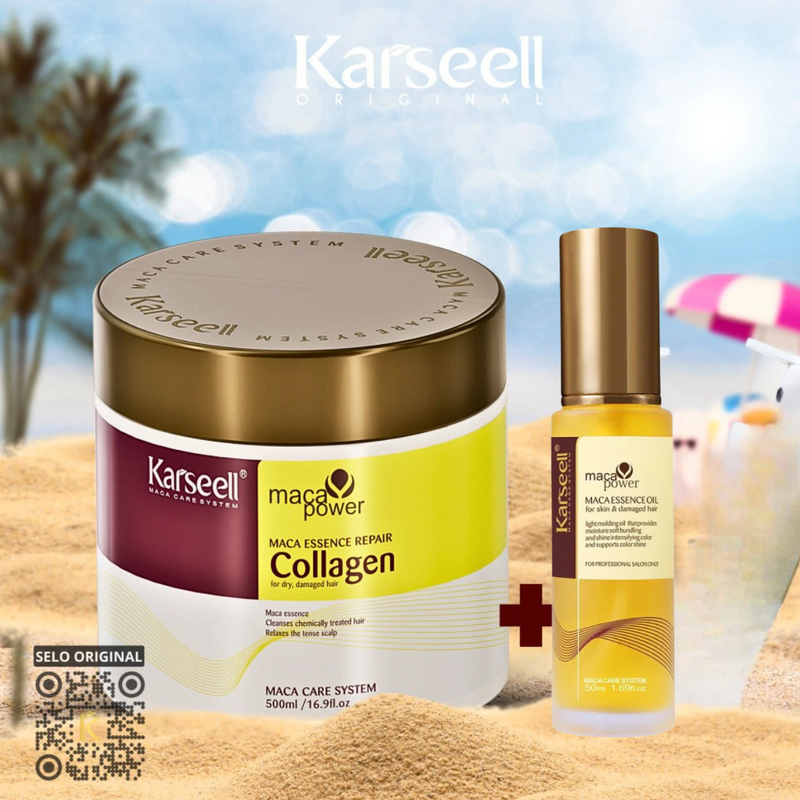 Karseell - Máscara de Colágeno Alemã 500g (Restauração Completa) + Brinde Óleo de Maca Essence